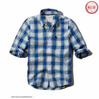 heren abercrombie fitch plaid lang overhemd moose logo blauw wit geel Roze Original l28h0518